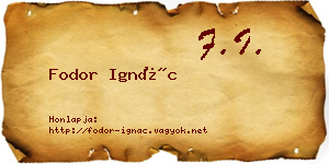 Fodor Ignác névjegykártya