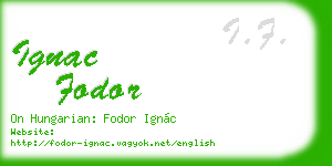 ignac fodor business card